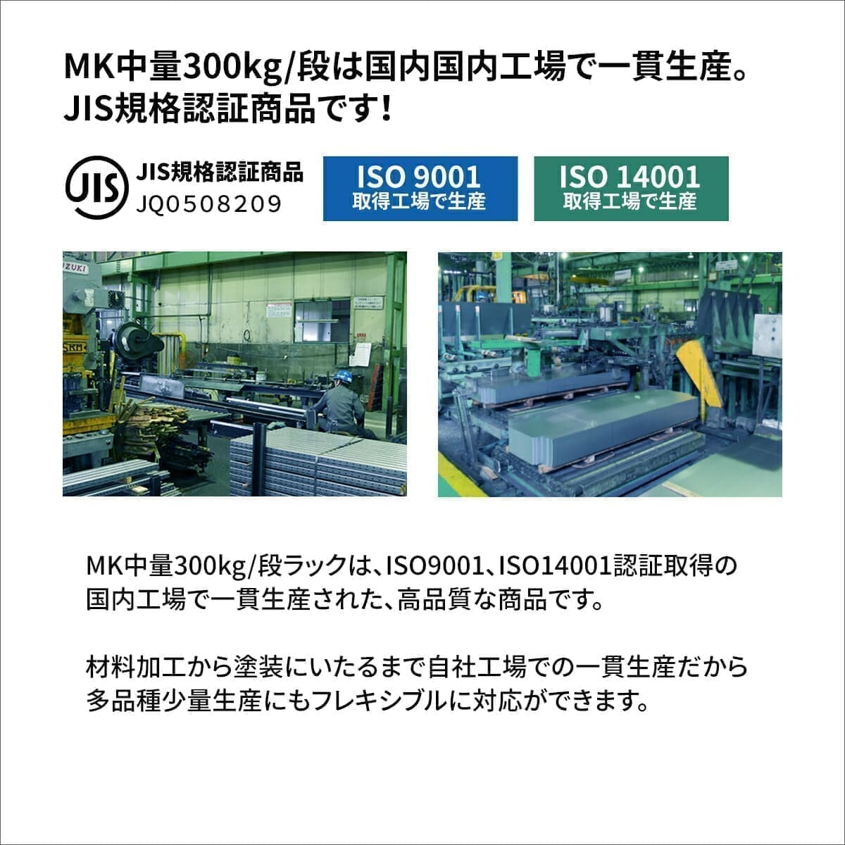 MK中量 300kg/段 (ボルトレス) 高さ2100×幅1500×奥行900mm 単体の商品